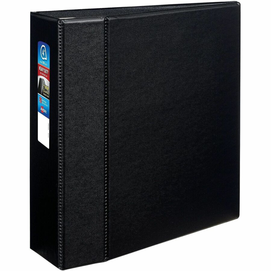 Avery&reg, 4" Heavy Duty Binder - 4" Binder Capacity - Letter - 8 1/2" x 11" Sheet Size - 780 Sheet Capacity - 4" Ring - Fastener: Ring - Pocket: 4, Internal - Polypropylene - Black - Pocket, Heavy Duty, One Touch Ring, Long Lasting, Tear Resistant, Sp...
