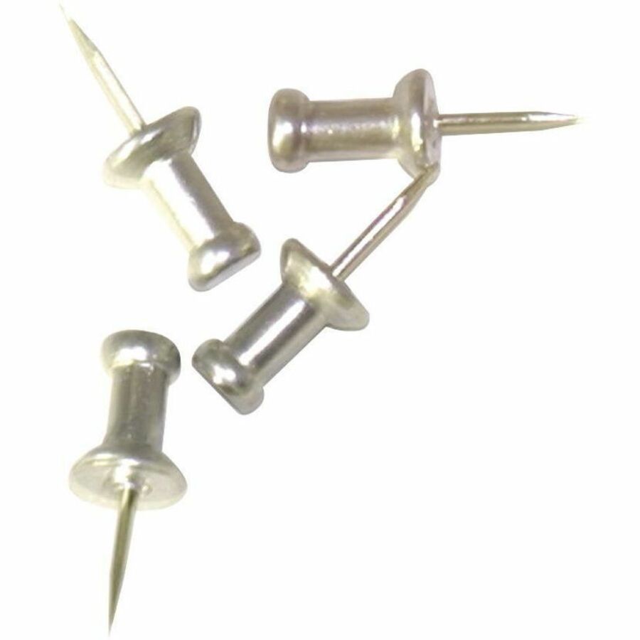 Advantus Aluminum Pushpins - 0.6" Length - Aluminum - 100 / Box