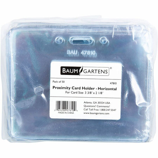 SICURIX Badge Holder - Support 3.50" x 2.37" Media - Horizontal - Vinyl - Clear - 50 / Pack
