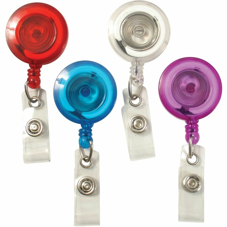 SICURIX 68884 Badge Holder - Plastic - Translucent, Red, Blue, Clear, Purple - Compact - 4 / Pack
