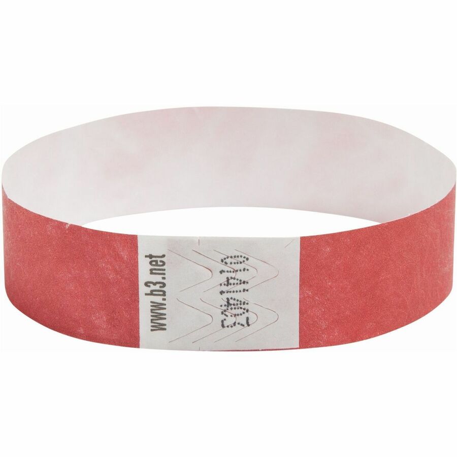 SICURIX Standard Dupont Tyvek Security Wristband - Standard - 0.7" Height x 10" Width - Red - Tyvek - 100 / Pack