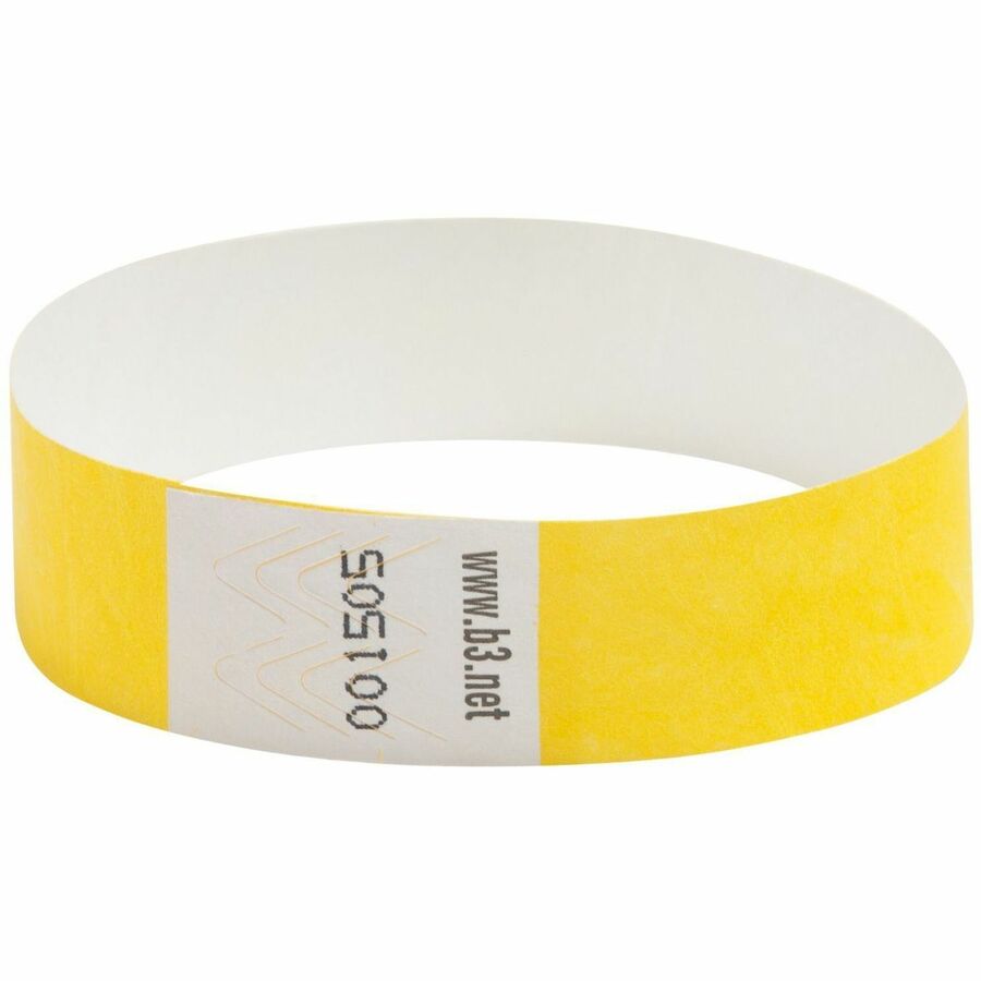 SICURIX Standard Dupont Tyvek Security Wristband - Standard - 0.7" Height x 10" Width - Yellow - Tyvek - 100 / Pack