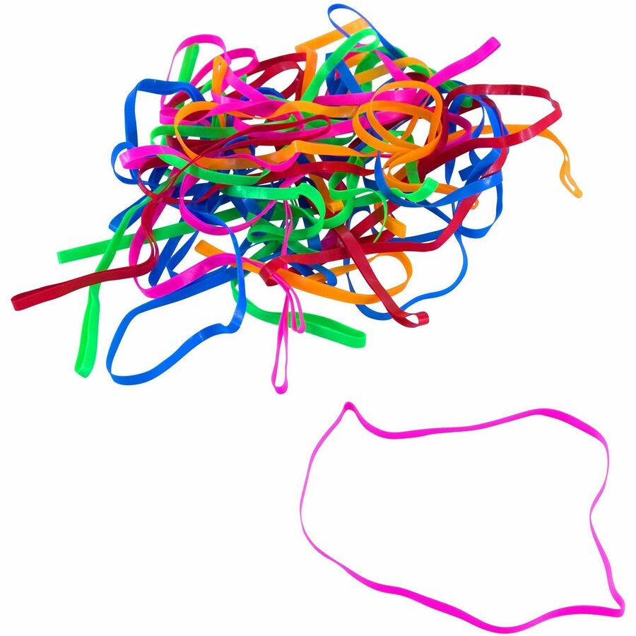 Conserve PlastiBands 4 1/4" 100 Pack ASSORTED Colors (SF-6000) - 4.3" Length - Latex-free, Strong - Polyurethane - Assorted - 100 / Box