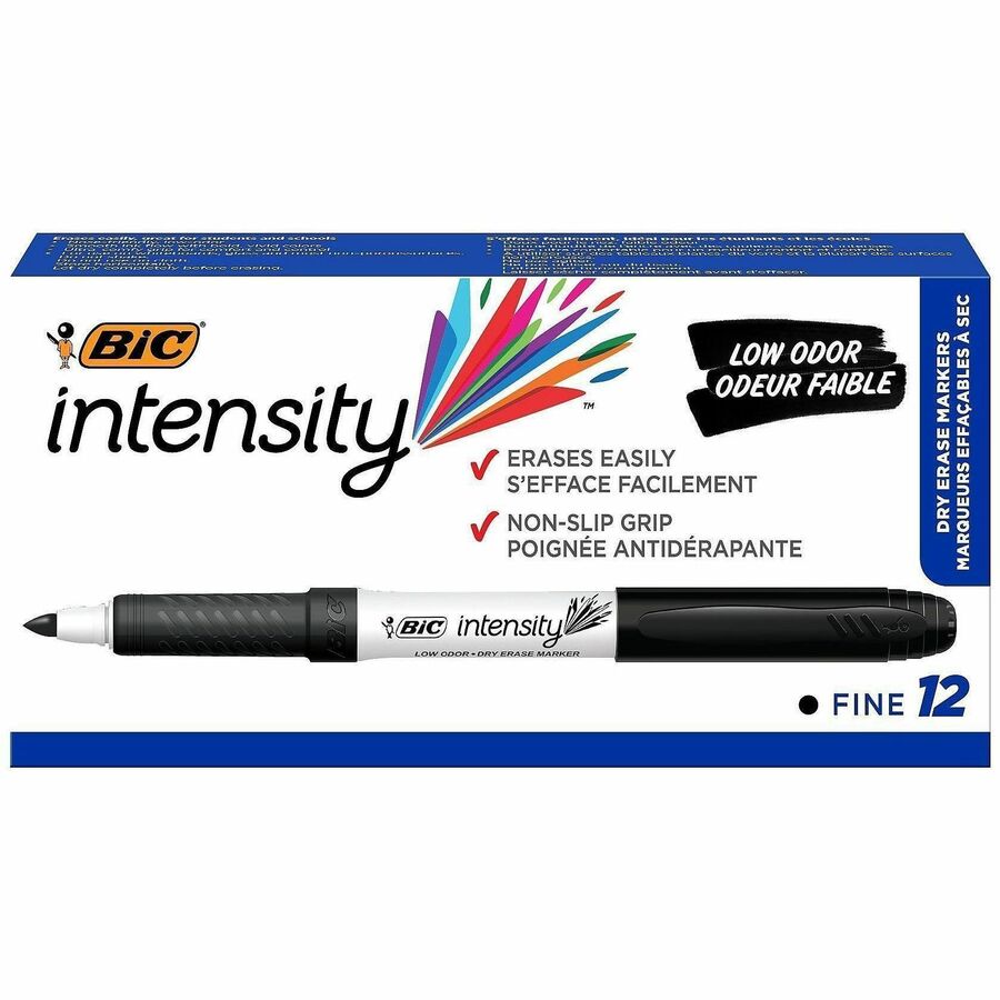 BIC Intensity Fine Point Whiteboard Marker - Black Ink - 12 / Dozen