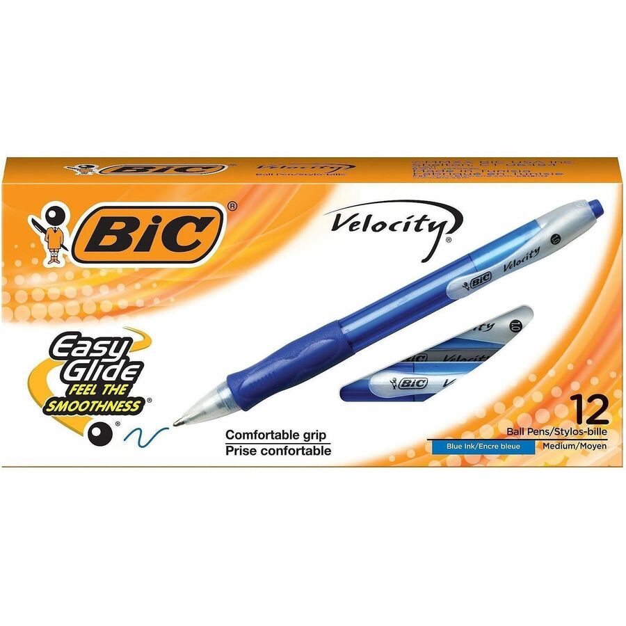 BIC Retractable Ballpoint Pens - Refillable - Retractable - Blue Ink - Translucent Blue Barrel - 12 / Dozen