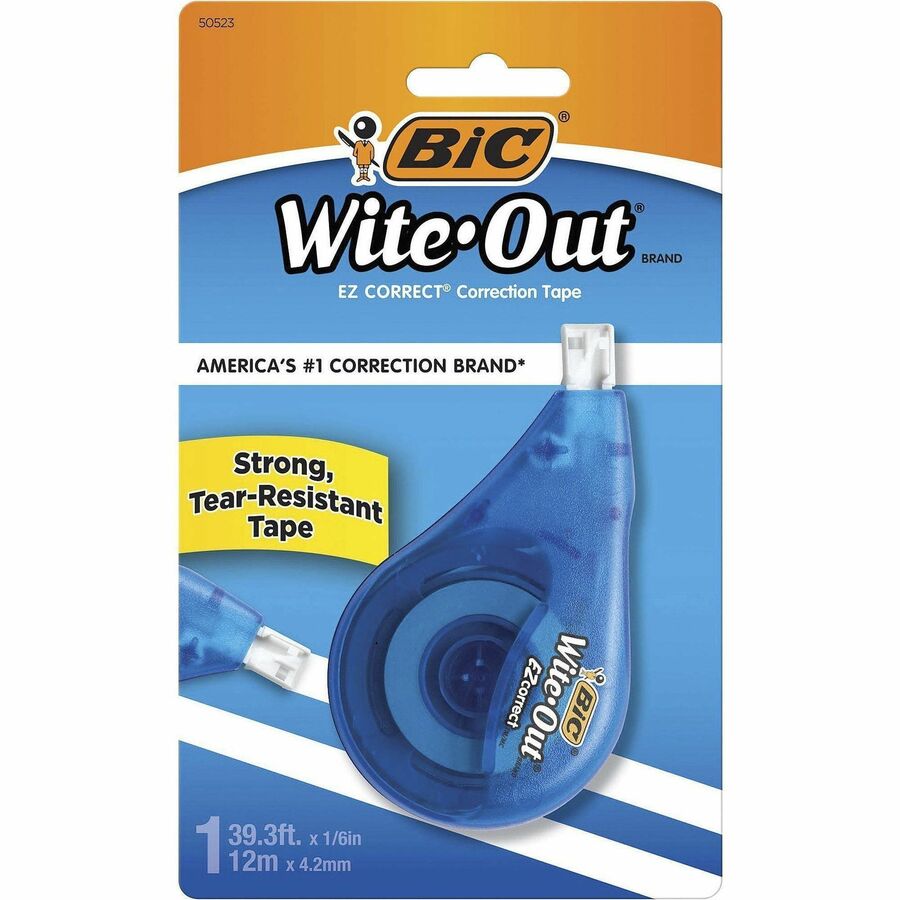 Wite-Out EZ CORRECT Correction Tape - 0.20" Tape Width x 39.40 ft Tape Length - 1 Line(s) - White Tape - Ergonomic White Dispenser - Tear Resistant, Photo-safe, Odorless - White - 1 Each