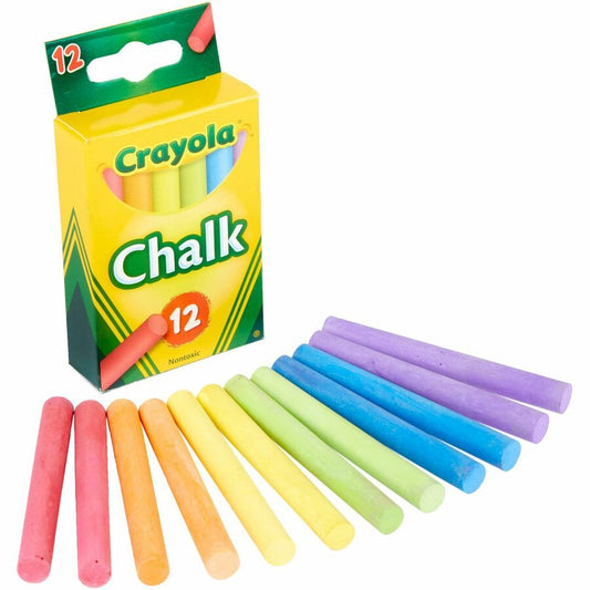 Crayola Colored Chalk - 3.3" Length x 0.4" Diameter - Assorted - Non-toxic - 12 / Box