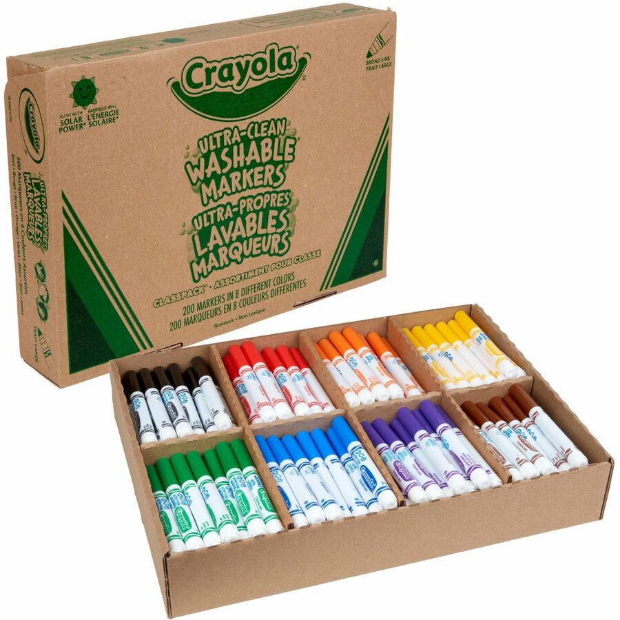 Crayola 8-Color Ultra-Clean Washable Marker Classpack - Assorted Ink - 200 / Box