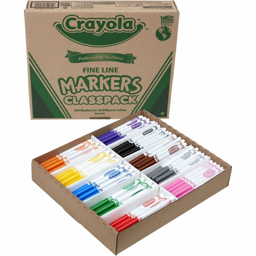 Crayola 10-Color Marker Classpack - Assorted Ink - 200 / Box