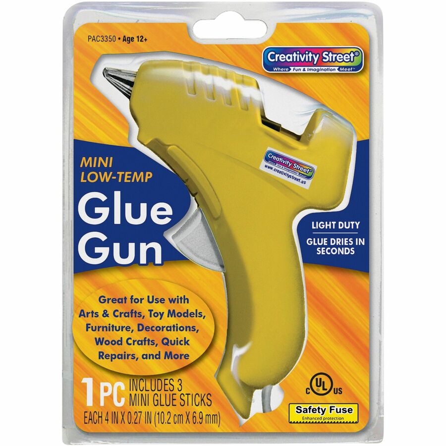 Creativity Street Trigger Style Mini Glue Gun - Light Duty - 220&deg, F (104.4&deg, C) - Yellow, Clear