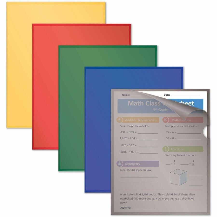 C-Line Letter Project File - 8 1/2" x 11" - Polypropylene - Assorted - Tear Resistant, Static-free, Non-glare, Copy Safe - 25 / Box