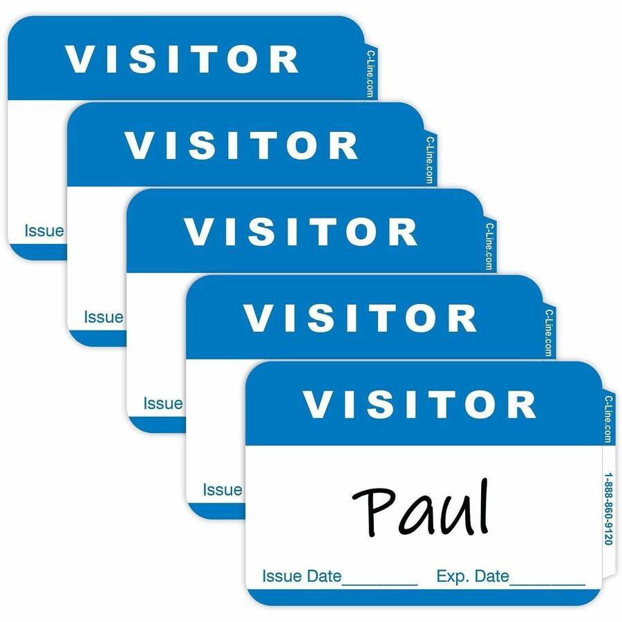 C-Line Adhesive Visitor Name Badges - Visitor - 3 1/2" Width x 2 1/4" Length - Rectangle - White - Paper - 100 / Box