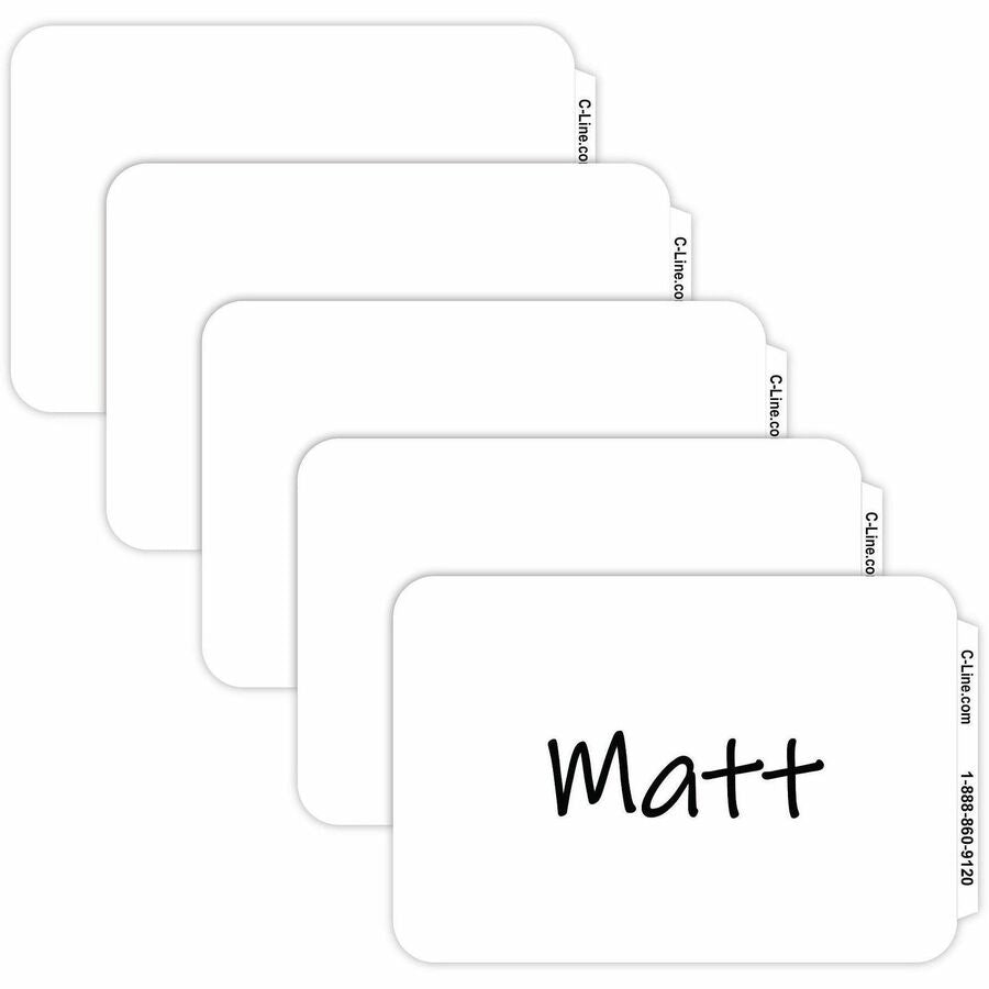 C-Line Plain White Self-adhesive Name Badges - 3 1/2" Width x 2 1/4" Length - Removable Adhesive - Rectangle - White - 100 / Box