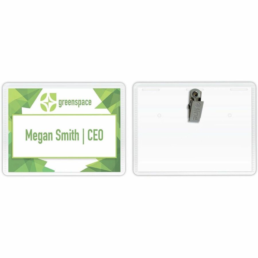 C-Line Laser/Inkjet Clip Style Badge Holder Kits - 2.3" Height x 3.5" Width - Vinyl - Clear - 50 / Box
