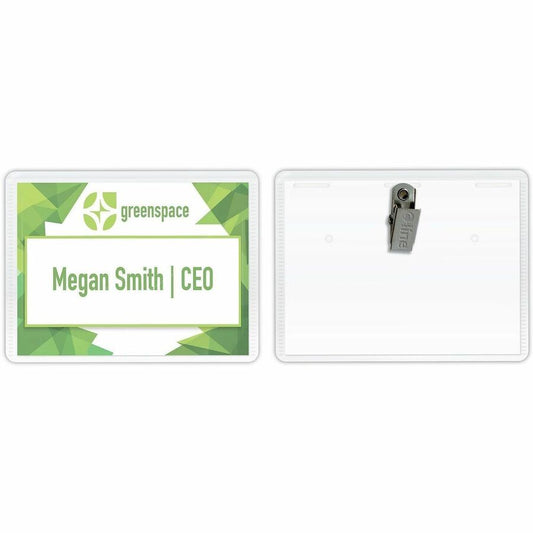 C-Line Laser/Inkjet Clip Style Badge Holder Kits - 2.3" Height x 3.5" Width - Vinyl - Clear - 50 / Box