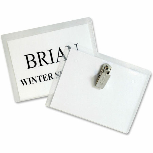 C-Line Laser/Inkjet Clip Style Badge Holder Kits - 3" Height x 4" Width - Vinyl - Clear - 50 / Box