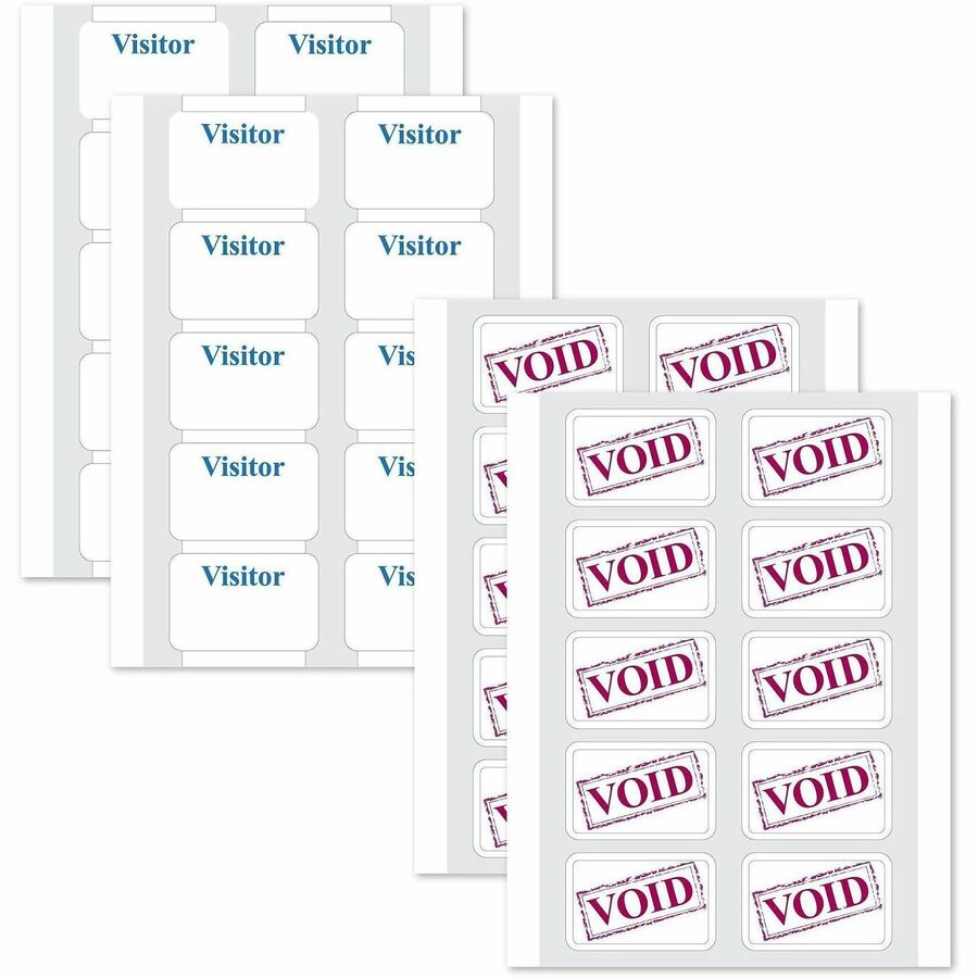 C-Line Time's Up! One-day Visitor Name Badges - Visitor - 3" Width x 2" Length - Removable Adhesive - Rectangle - White - 100 / Box