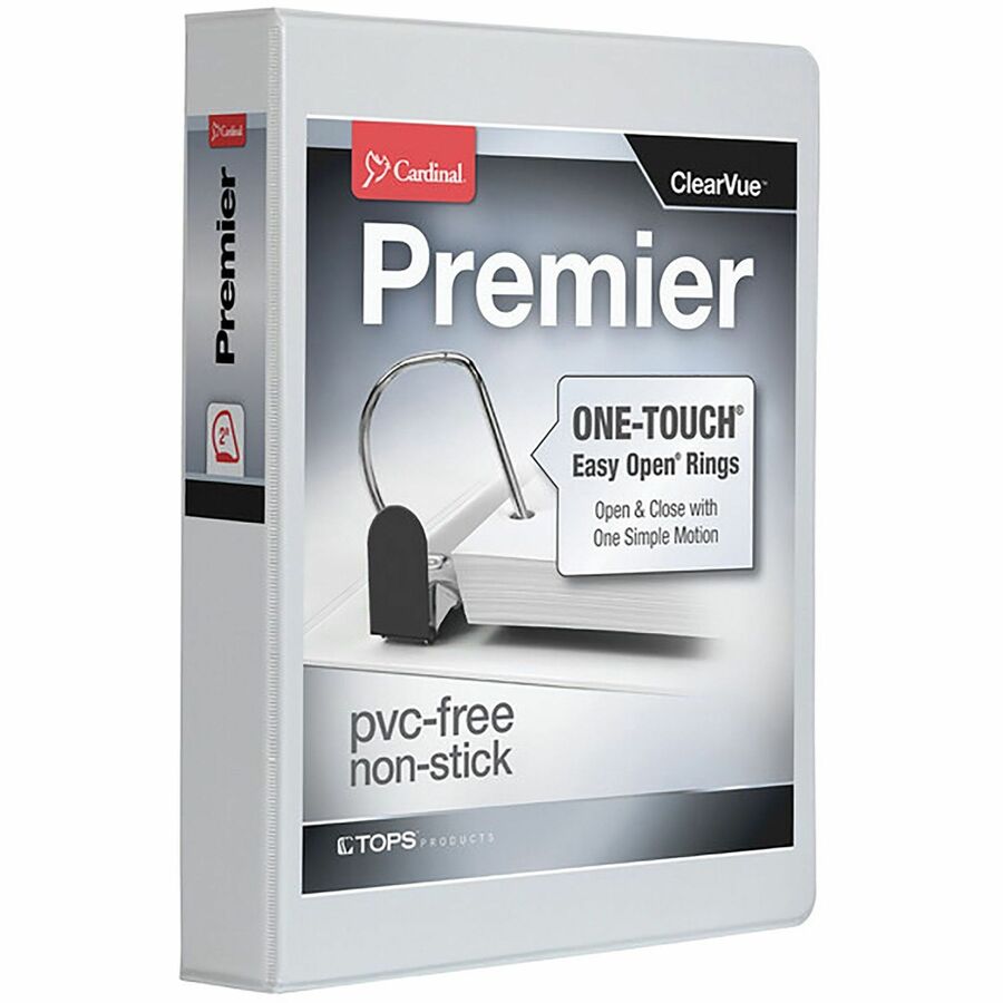 Cardinal&reg, Premier ONE-TOUCH&reg, Easy Open&reg, Locking Slant-D&reg, Rings Binder - 2" Binder Capacity - Letter - 8 1/2" x 11" Sheet Size - 530 Sheet Capacity - 3" Spine Width - 3 Ring - Fastener: D-Ring - Pocket: 4, Inside Front & Back - Polypropy...
