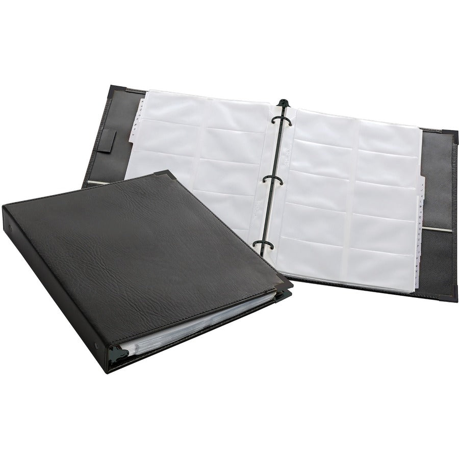Cardinal&reg, Business Card Ring Binder - 200 Capacity - 8.50" Width x 11" Length - 3-ring Binding - Refillable - Black Vinyl Cover