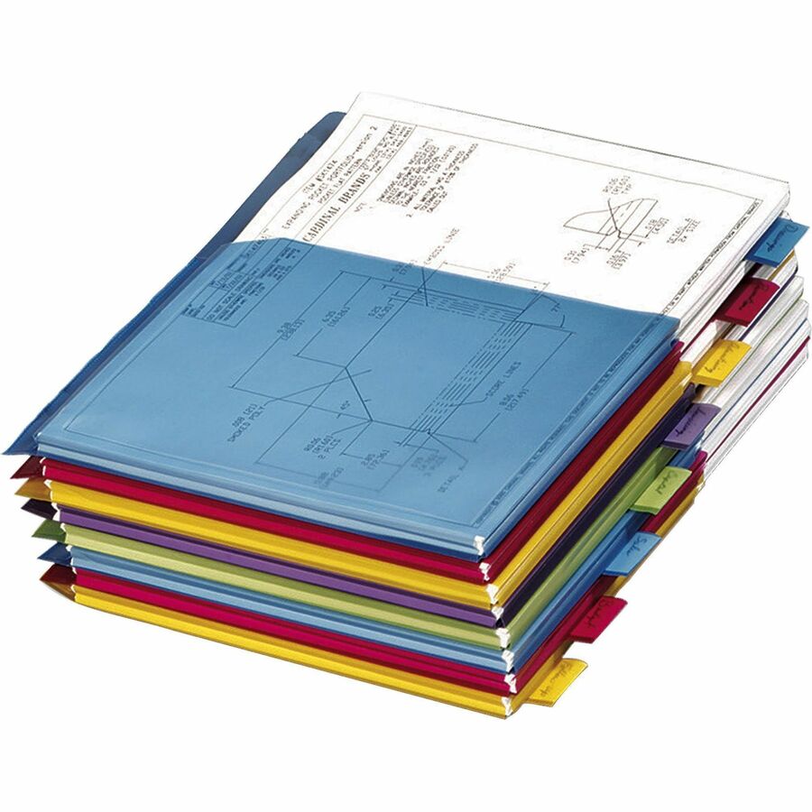 Cardinal&reg, Expanding Pocket Poly Divider - 8 x Divider(s) - 8 Tab(s)/Set - 9.8" Divider Width x 11.50" Divider Length - Letter - 8.50" Width x 11" Length - 3 Hole Punched - Assorted Polyethylene Divider - Multicolor Poly Tab(s) - Non-stick, Reinforc...