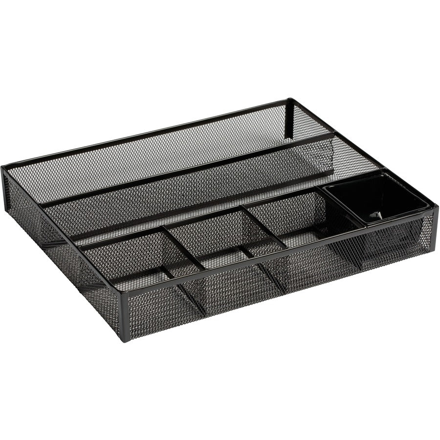 Rolodex Expressions Mesh Deep Drawer Organizer - 6 Compartment(s) - 2.38" Height x 15.18" Width x 11.88" Depth - Black - Steel - 1 Each