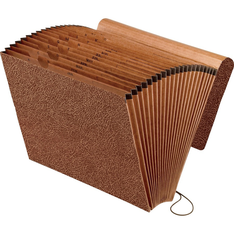 Pendaflex Expanding File - 21 Pocket - Tyvek, Red Fiber - Red - Elastic Closure, Moisture Resistant, Preprinted, Reinforced Gusset, Tear Resistant - 30% Recycled - 1 Each