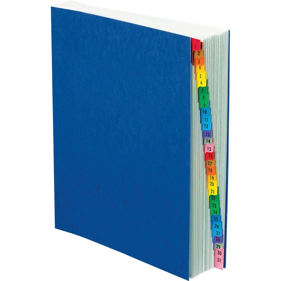 Pendaflex PressGuard Expadable 1-31 Index Desk File - 30 Printed Tab(s) - Digit - 1-30 - 30 Tab(s)/Set - Black, Blue Divider - Multicolor Mylar Tab(s) - 65% - Moisture Resistant, Reinforced Gusset, Soil Resistant - 1 Each