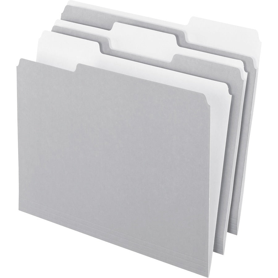 Pendaflex 1/3 Tab Cut Letter Top Tab File Folder - 8 1/2" x 11" - Top Tab Location - Assorted Tab Position - 11 pt. - 1 Plys - Gray - Acid-free - 10% Recycled - 100 / Box