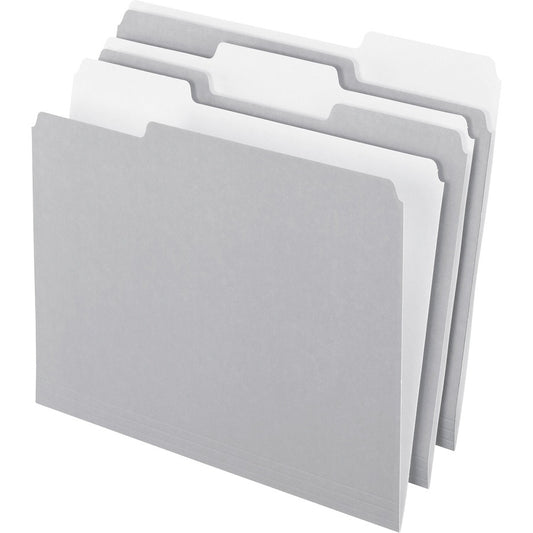 Pendaflex 1/3 Tab Cut Letter Top Tab File Folder - 8 1/2" x 11" - Top Tab Location - Assorted Tab Position - 11 pt. - 1 Plys - Gray - Acid-free - 10% Recycled - 100 / Box