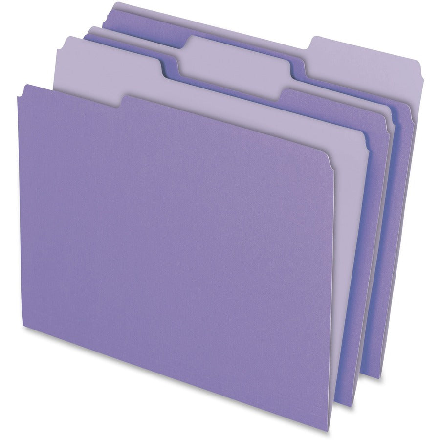 Pendaflex 1/3 Tab Cut Letter Top Tab File Folder - 8 1/2" x 11" - Top Tab Location - Assorted Tab Position - 11 pt. - 1 Plys - Lavender - Acid-free - 10% Recycled - 100 / Box