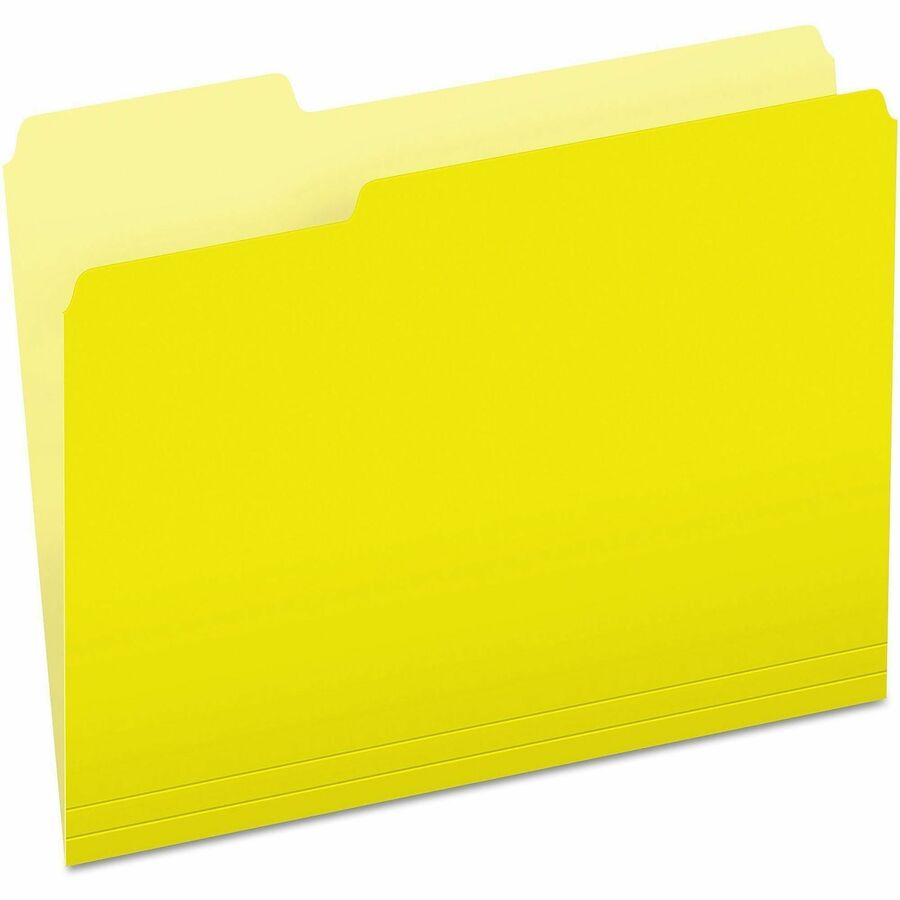 Pendaflex 1/3 Tab Cut Letter Top Tab File Folder - 8 1/2" x 11" - Top Tab Location - Assorted Tab Position - 11 pt. - 1 Plys - Yellow - Acid-free - 100 / Box