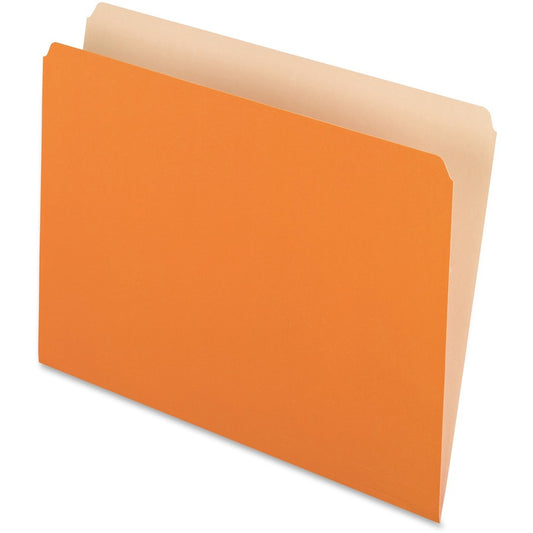 Pendaflex Letter Top Tab File Folder - 8 1/2" x 11" - 11 pt. - 1 Plys - Orange - 30% Recycled - 100 / Box