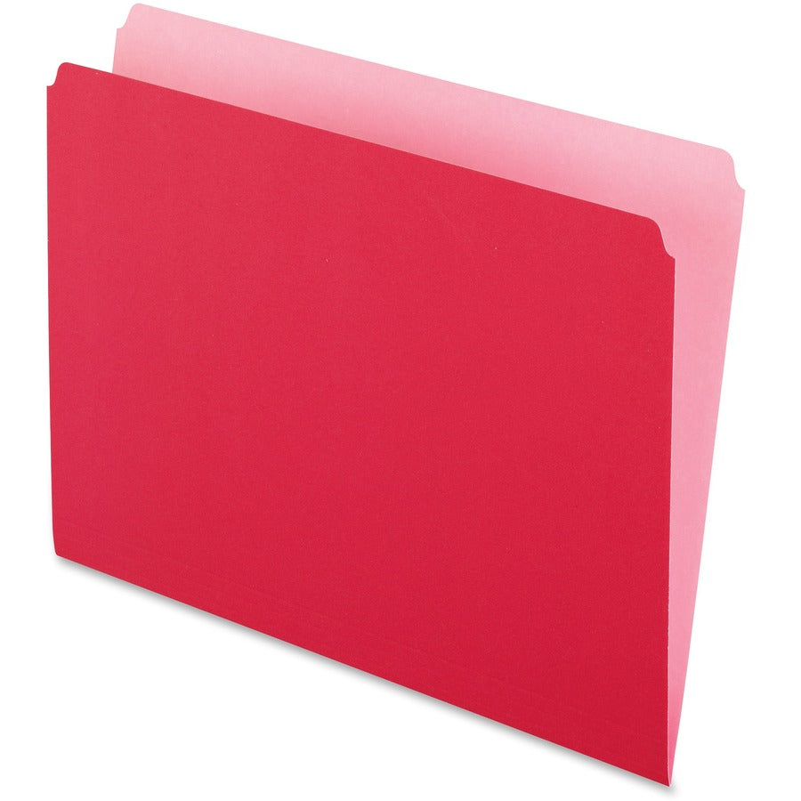 Pendaflex Letter Top Tab File Folder - 8 1/2" x 11" - 11 pt. - 1 Plys - Red - Tab - 30% Recycled - 100 / Box