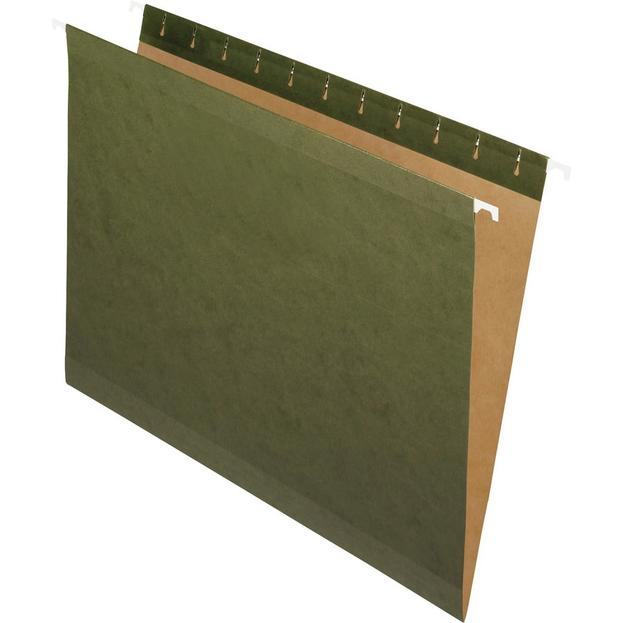Pendaflex Letter Hanging Folder - 8 1/2" x 11" - Internal Pocket - Green - Reinforced - 10% Recycled - 25 / Box