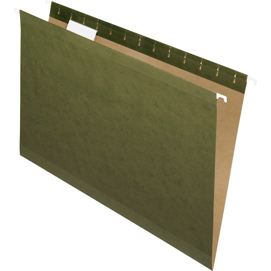 Pendaflex 1/5 Tab Cut Legal Hanging Folder - 8 1/2" x 14" - Standard Green - Reinforced - 10% Recycled - 25 / Box