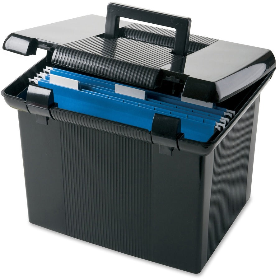 Pendaflex Portafile File Storage Box - External Dimensions: 14" Width x 11.1" Depth x 11" Height - Media Size Supported: Letter - Plastic - Black - For File - 1 Each