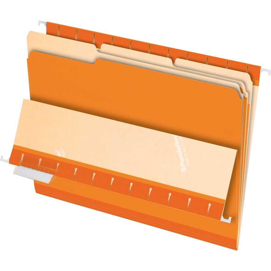 Pendaflex 1/3 Tab Cut Letter Top Tab File Folder - 8 1/2" x 11" - Orange - 10% Recycled - 100 / Box
