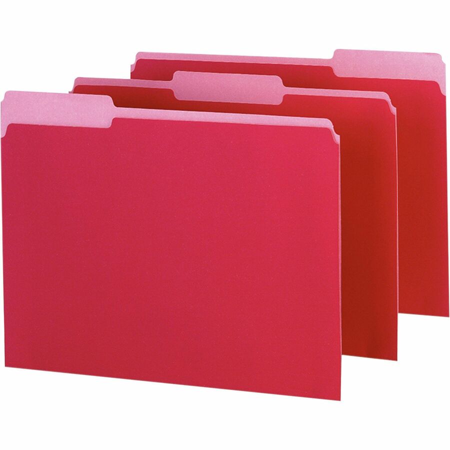 Pendaflex 1/3 Tab Cut Letter Top Tab File Folder - 8 1/2" x 11" - Red - 10% Recycled - 100 / Box