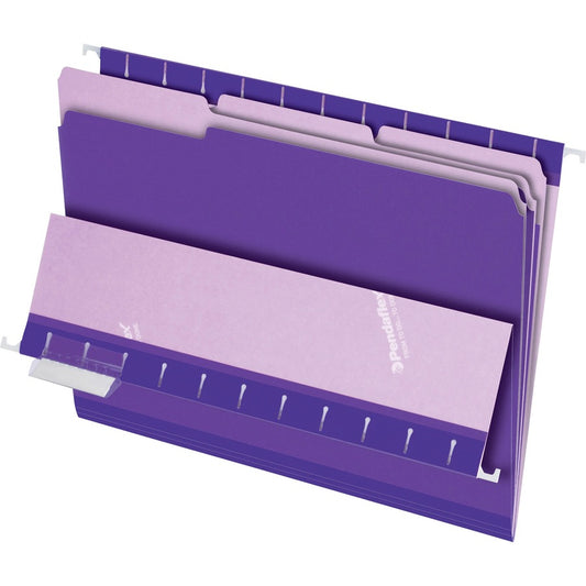 Pendaflex 1/3 Tab Cut Letter Top Tab File Folder - 8 1/2" x 11" - Violet - 10% Recycled - 100 / Box