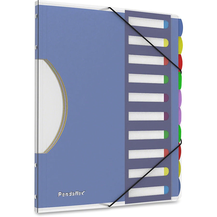 Pendaflex Translucent Poly Project Sorter - 10 x Divider(s) - 10 Tab(s) - 8.5" Divider Width x 11" Divider Length - Letter - Multicolor Divider - Elastic Closure, Moisture Resistant - 1 Each