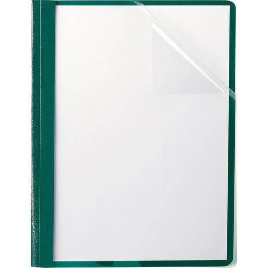 Oxford Letter Report Cover - 8 1/2" x 11" - 100 Sheets Capacity - 3 x Tang Fastener - 1/2" for Folder - Leatherette - Hunter Green - 10% Recycled - 25 / Box