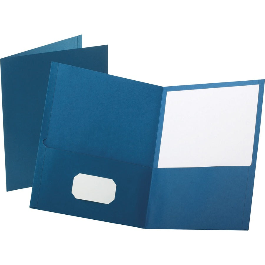Oxford Letter Pocket Folder - 8 1/2" x 11" - 100 Sheets Capacity - 2 Internal Pocket - Leatherette - Blue - Turned Edge - 10% Recycled - 25 / Box