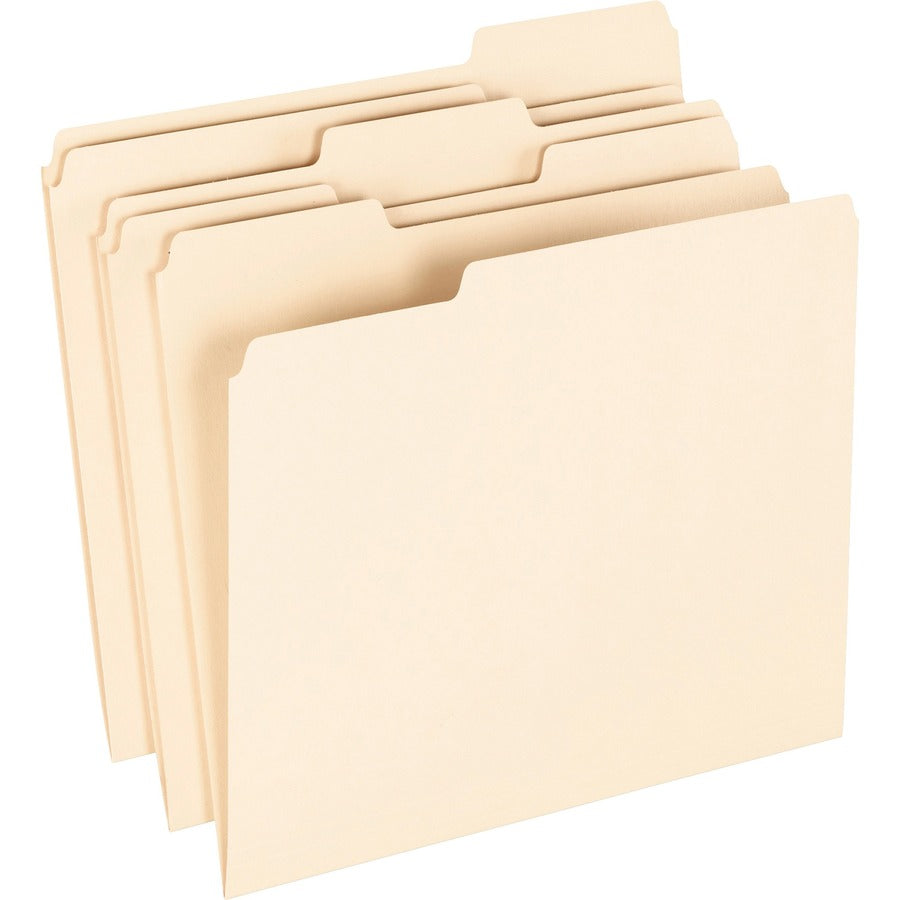 Pendaflex 1/3 Tab Cut Letter Top Tab File Folder - 8 1/2" x 11" - Top Tab Location - Assorted Tab Position - 11 pt. - Manila - 100% Recycled - 100 / Box