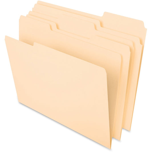 Pendaflex 1/3 Tab Cut Letter Top Tab File Folder - 8 1/2" x 11" - 3/4" Expansion - Top Tab Location - Assorted Tab Position - 11 pt. - 1 Plys - Manila - Tab - 10% Recycled - 100 / Box