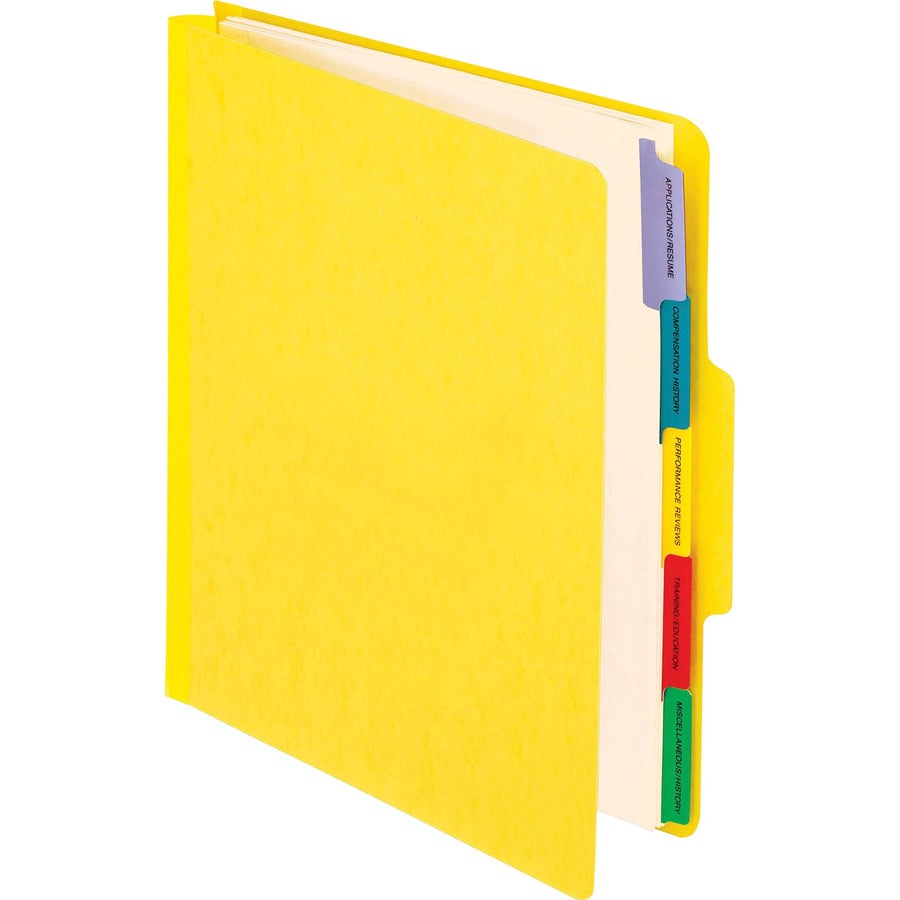 Pendaflex 1/3 Tab Cut Letter Organizer Folder - 8 1/2" x 11" - 2" Expansion - Center Tab Position - 5 Divider - 20 pt. - Yellow - Preprinted - 30% Recycled - 1 Each