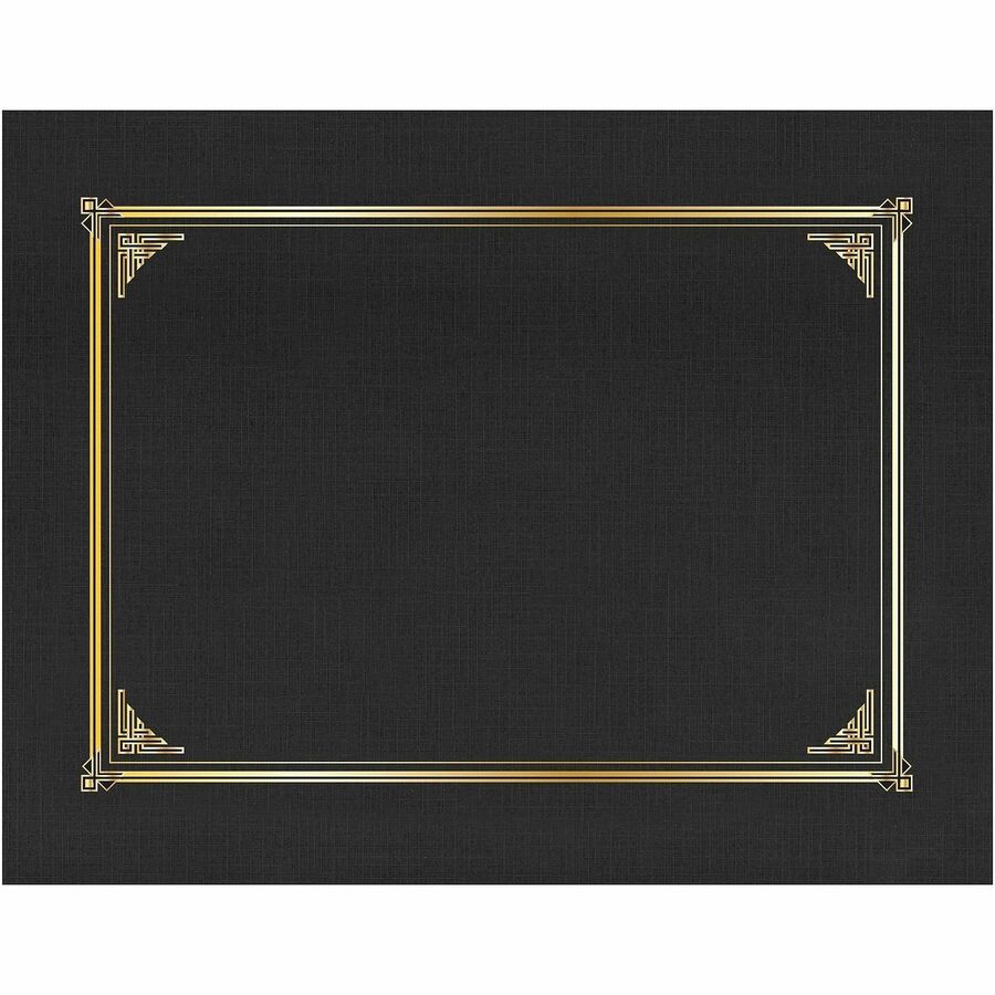 Geographics Letter, A4 Recycled Certificate Holder - 8 1/2" x 11" , 10" x 8" , 8 17/64" x 11 11/16" - Linen - Black - Die-cut, Embossed - 30% Recycled - 6 / Pack