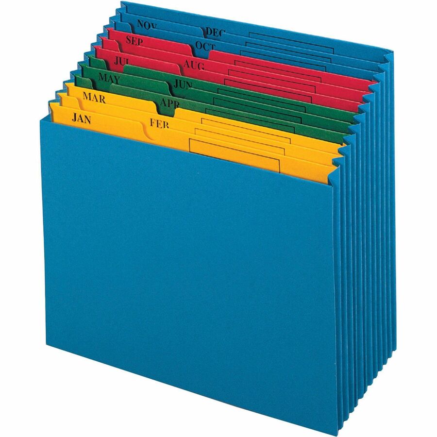 Pendaflex Expanding File - 11" x 12" - 12 Pocket - Paper, Paper - Blue - Preprinted - 10% Recycled - 1 Each