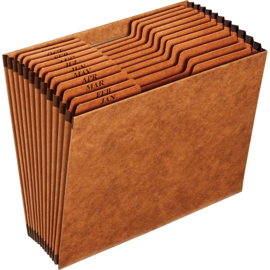 Pendaflex 1/3 Tab Cut Letter Recycled Expanding File - 8 1/2" x 11" - 12 Pocket - Top Tab Location - 80 pt. - Tyvek - Brown - Reinforced, Heavy Duty, Rip Resistant - 10% Recycled - 1 Each