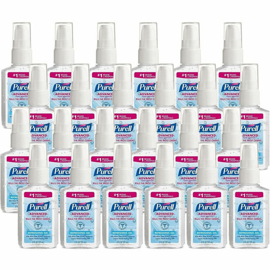 PURELL, Advanced Hand Sanitizer Gel - 2 fl oz - Pump Bottle Dispenser - Kill Germs - Hand - Moisturizing - Clear - 24 / Carton
