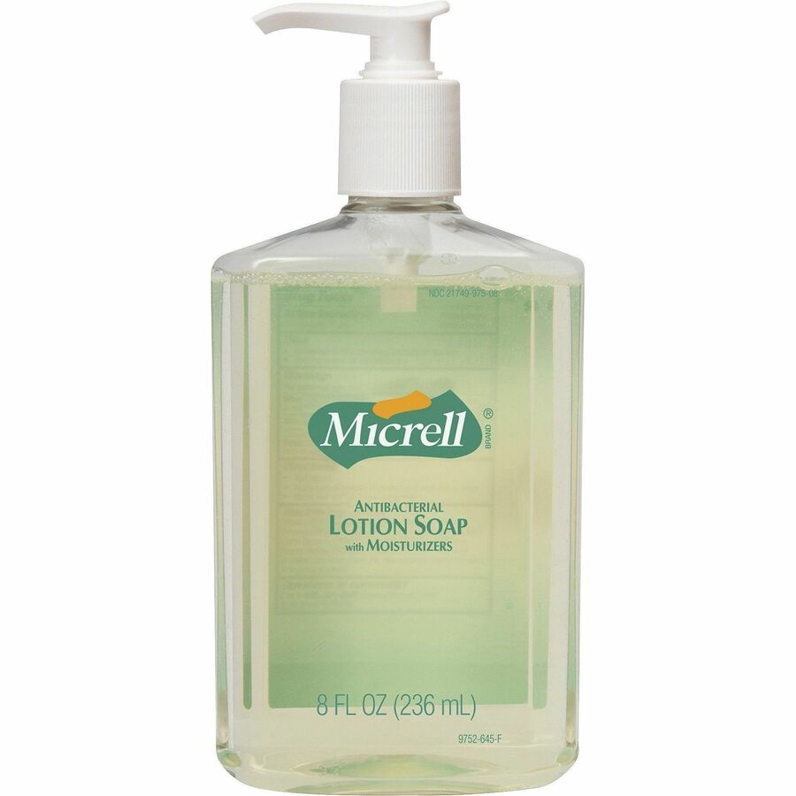 Micrell Antibacterial Lotion Soap - Citrus Scent - 8 fl oz - Push Pump Dispenser - Kill Germs - Hand - Antibacterial - Anti-irritant, Bio-based - 1 Each